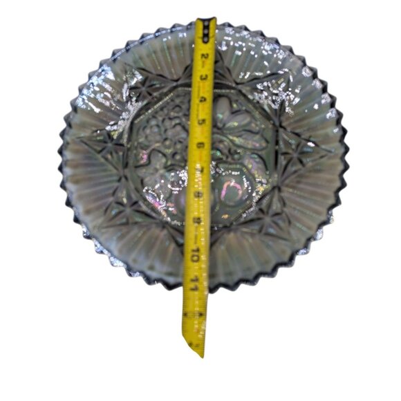 Vtg Federal Glass Pioneer Smoke Carnival Fruit, Serving Platter Iridescent - Picture 5 of 13